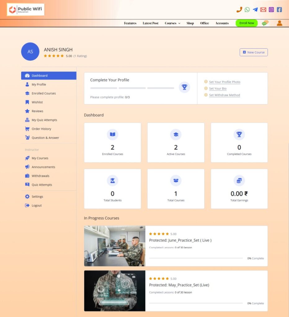 My Account on Public Wifi Education SSB Interview Preparation